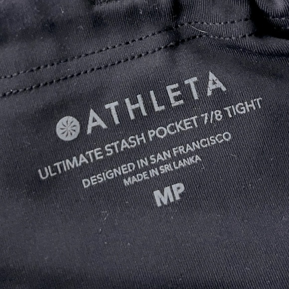 Athleta Ultimate Stash Pocket 7/8 Tight 1324 Medium Petite Black Pickleball - Picture 3 of 4